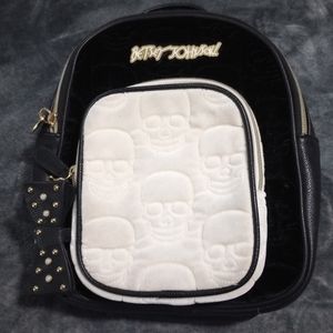 Betsy Johnson Velvet Skull Backpack purse
